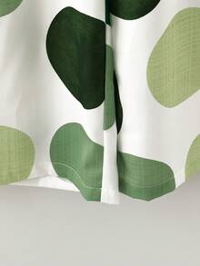 SHEIN Clasi 2pcs/Set Women's Casual Green Bow Tie Shirt And Loose Straight Geometric Print Pants Set, Suitable For Spring/Summer, Vacation, Outing, Everyday Wear - Multicolor - View 5