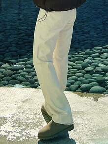 DAZY Autumn Washed Distressed Beige Men's Jeans - Apricot - View 2