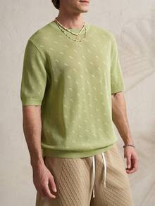 Airaco 男士休闲圆领短袖针织上衣 - 薄荷綠 - 查看 3