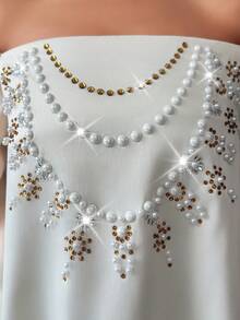 Yasmyna 女士露肩灯笼袖宽松长款优雅阿拉伯连衣裙 - 黃色 - 查看 3