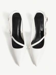 CUCCOO CHICEST Women's Pointed Toe Buckle Design Fashionable High Heels, Versatile For Daily Wear - White - View 7