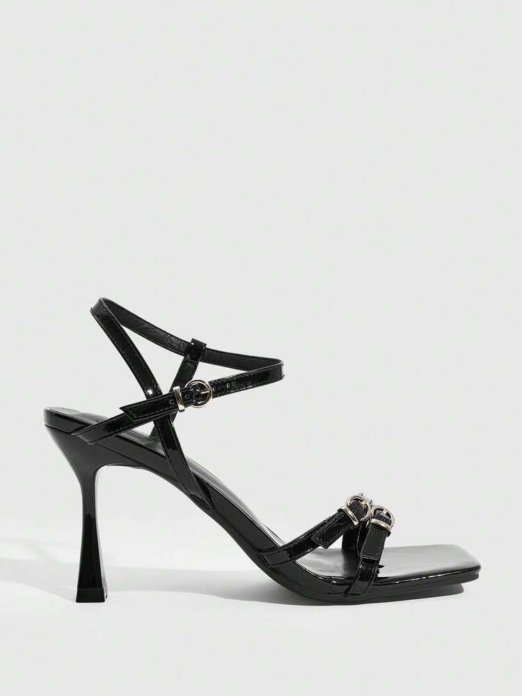 CUCCOO SZL Women's Sexy Kitten Heel Criss-Cross Strap Buckle Sandals, Summer