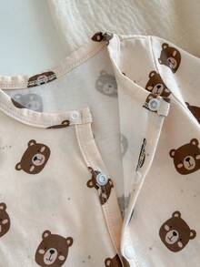 Loomiva 新生女宝宝卡通熊图案针织柔软圆领长袖连体衣 - 彩色 - 查看 7