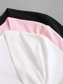 Sweetra Y2K Casual Versatile Slimming Academic Style Vacation Pleated T-Shirt Set - Multicolor - View 5