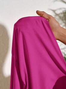 Slaydiva Women's Solid Color Ruffle Trim Off-Shoulder Maxi Dress, Vacation Wrap Around Dresses For Ladies Talk Zanzea Women Wow Dresses,Summer - Red Violet - View 8