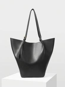MOTF PREMIUM WOMEN'S MINIMALIST LARGE CAPACITY PU LEATHER TOTE BAG - Black - View 3