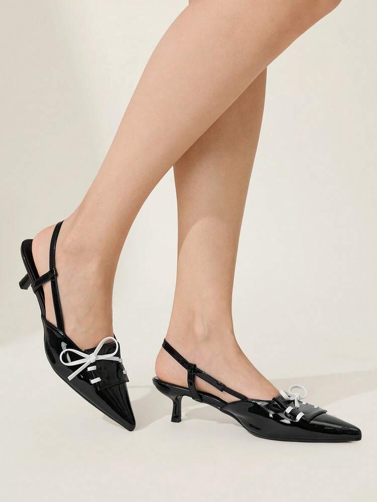 CUCCOO CHICEST Women's Pointed Toe Bow Decor Everyday Versatile Fashion High Heels