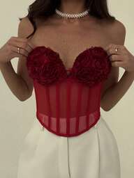 Aloruh Elegant Sexy Cupped Floral Bodycon Crop Top For Women