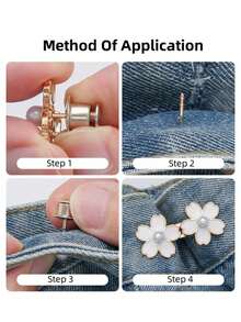 1/2 Pairs Sakura Waist Buttons, Adjustable And Removable Waist Shaping Buttons, Used To Adjust The Waistline Of Jeans Or As Clothing Accessories, No Need To Sewing Buttons. - Multicolor - View 7