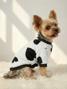 PETSIN 1件宠物猫/狗白色法兰绒爱心印花保暖圆领卫衣 - 彩色 - 查看 4