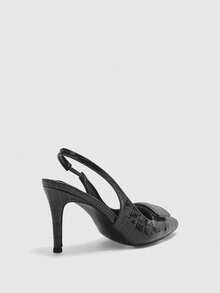 CUCCOO BIZCHIC Tacones de punta fina de contraste en blanco y negro con tacón medio, elegantes y minimalistas con diseño de empalme clásico, adecuados para citas, el trabajo, ocasiones formales y atuendos profesionales, zapatos de primavera, vacaciones de primavera, tacones de Pascua y baile de graduación - Negro - Ver 10