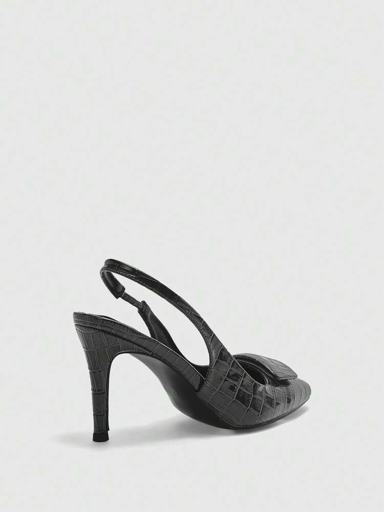 CUCCOO BIZCHIC モノクロコントラスト ポインテッドトゥ ミドルヒール スリッポンパンプス、エレガントな通勤 ミニマリスト クラシック スプライシングデザイン ハイヒール、デート、職場、フォーマルな機会、プロフェッショナルな衣装に適しています スプリングシューズ スプリングブレイク イースター プロムヒール