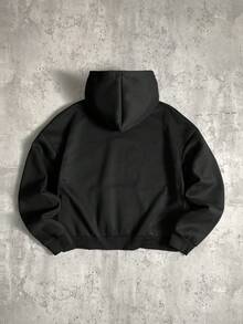 AXEPEAK Men's Moon Print Long Sleeve Pocket Casual Hoodie - Black - View 2