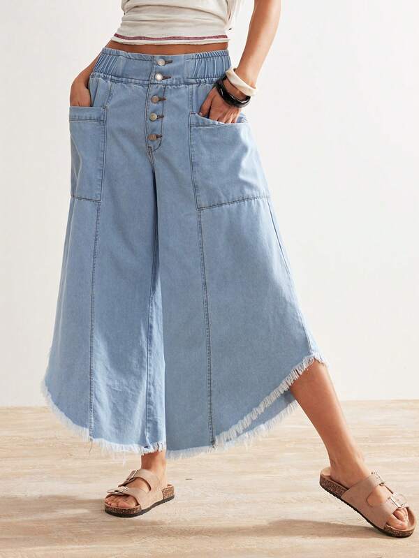 Bohemela 女士休闲纯色梭织宽松七分裤