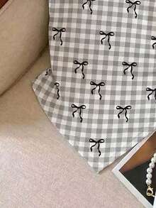 Resyla 女士新款春夏畅销格子蝴蝶结印花不对称下摆设计T恤 - 彩色 - 查看 4