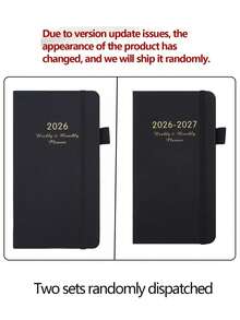 袖珍日历 - 小巧的月度计划本，可放入钱包，PU皮革硬面封面，学习用品，返校季 - 彩色 - 查看 15