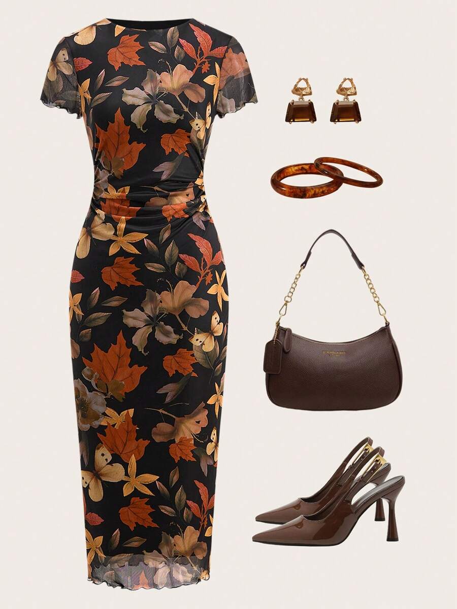 Ellevyn Vestido de manga corta con estampado de moda para mujer, primavera/verano - Multicolor - Ver 1