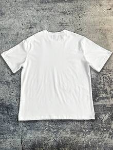 Manfinity Dauomo 男士标语印花圆领短袖休闲百搭T恤 - 白色 - 查看 2