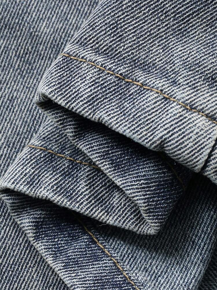 Women's Pocket Button Casual Versatile Commute Loose Fit Denim Wide Leg Pants