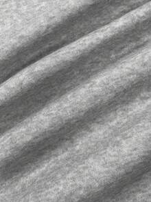 INAWLY Solid Color Round Neck Casual Versatile Long Sleeve Pullover Sweatshirt - Grey - View 3