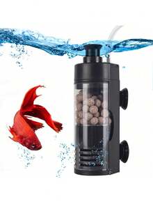 Pequeño filtro de esponja biológica para acuario montado en la pared, filtro silencioso mini para pecera de 2-10 galones (pequeño) para cría de alevines, bettas y camarones - Negro - Ver 2