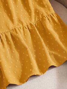 Rusticease Plus Size Women's Solid Color Round Neck Ruffle Short Sleeve Loose Blouse,Boho,Western Wear Women,Vacation, Summer Tops - Yellow - View 8