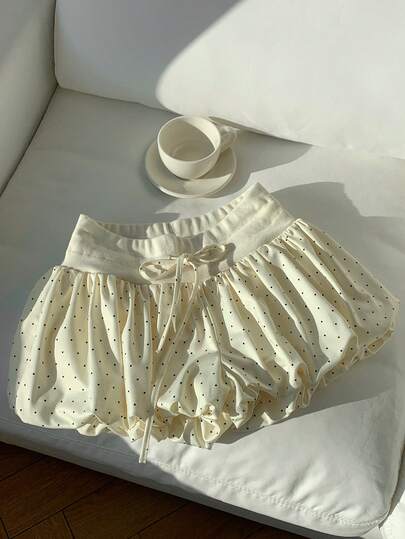 Comfortcana Short à pois et imprimé floral, style décontracté d'été pour femmes