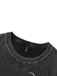 ROMWE MEN Men's Graphic Print Round Neck Short Sleeve T-Shirt And Drawstring Waist Long Pants Set - Black - View 3