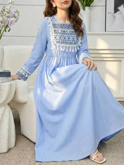 رمضان
قرقيعان 
فستان العيد جلابيات رمضان 
جلابيات       
جلابيه       
الملابس التقليدية العربية      
Abaya       جلابية       
قفطان        جراب  Tween Girls Children's Blue Casual Elegant Court Style Middle Eastern Flowing Tassel Decoration Printed Long-Sleeved Cuff With Tassels Simple And Suitable For Travel Long Dress, Long Modest Dresses Islamic Dresses For Girls Long Modest Dresses For Girls And Ladies Muslim Girl Dress