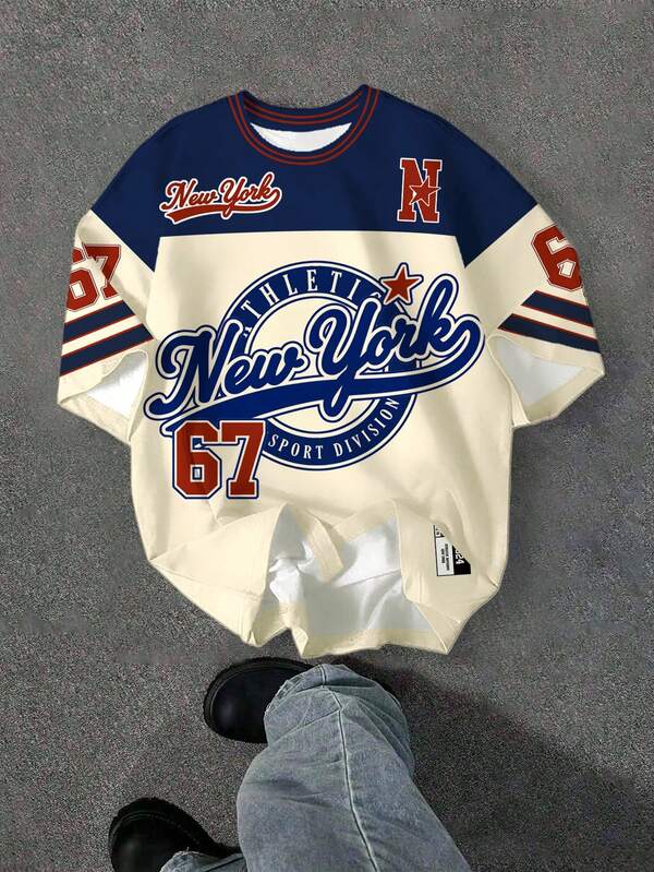 SHEIN Boys' Casual, Fashionable Classic, Y2K, Style, Number 67, Sporty, Loose & Comfortable Round Neck Short Sleeve T-Shirt, Suitable For Spring And Summer