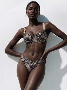 SHEIN Veneréa 夏季度假性感腰果花印花钢圈文胸露背比基尼套装 - 彩色 - 查看 2