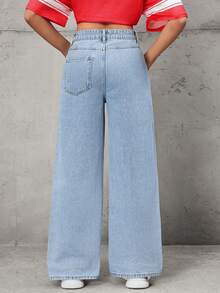 SHEIN Tall Tall Women's Fashion Casual Versatile Straight-Leg Jeans - Light Wash - View 2