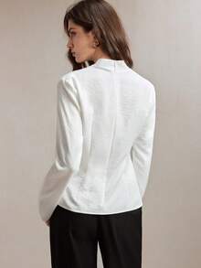 BizChic Bluză elegantă pentru femei, primăvară/vară 2026, albă, texturată, cu croială asimetrică, design asimetric, cu talie încrețită, subțire - alb - Vizualizare 8