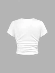 SHEIN Girlism Tween Girl Casual Street Fashion White T-Shirt With Leopard Print Bow Design & Leopard Print Pants Set - White - View 6