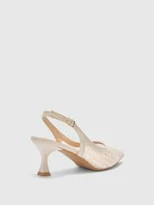 CUCCOO BIZCHIC Stylish And Elegant, Suitable For Daily Commuting, Pointed Short Heels, Hollow Shoes - Beige - View 9