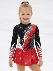 Bộ đồ thể thao tập luyện thi đấu thể dục nhịp điệu chuyên nghiệp phối màu tương phản dành cho bé gái. - Nhiều màu - Xem 3