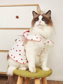 Valentine's Day 1pc Heart Print Pet Dress - Red - View 5