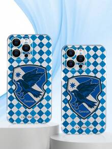 HARRY POTTER X SHEIN 1个拉文克劳图案手机壳 - 时尚美观的蓝色棋盘格鹰徽设计 | 时尚透明防震软壳，兼容iPhone 17/17 Pro/17 Pro Max/Air 和 16/15/14/13/12/11/Pro/Pro Max/X/XR/XS/XS Max/7/8/Plus - 無色 - 查看 7