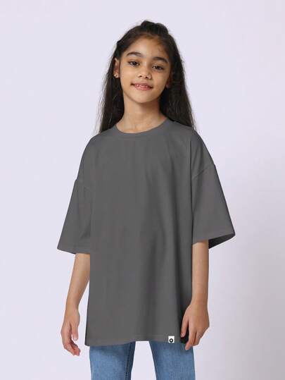  SUMWON Oversized Crew Neck Short Sleeve T-Shirt With Relaxed Fit And Drop Shoulder Design For Casual Everyday Comfort Vacation
