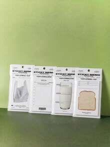 Joivida 30张早餐主题便利贴备忘录，办公学习计划贴纸，可爱日常记事本，美食主题日记用品 - 白色 - 查看 2