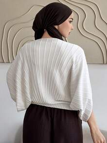 DAZY Women's Loose Textured Knit Pullover Sweater, Casual Business Office Wear, Street Style, Spring/Summer - Beige - View 6