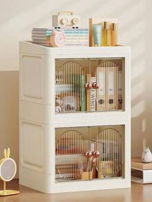 Foldable Makeup Organizer With Doors - Portable Desktop Storage Box For Cosmetics, Skincare, Multi-Layer & Collapsible - Multicolor - View 11