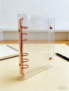 1PC Rose Gold Transparent Ring Binder Multiple Sizes Includes Refill Paper Sticker Album Seal Closure Book For Scrapbooking Diary Office Organization - Multicolor - View 9