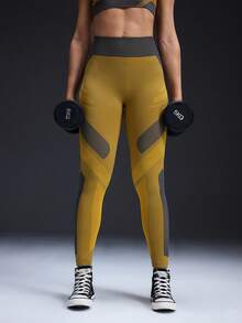 Powerista Quần legging định hình dáng người cạp cao phối màu dành cho nữ - Xám - Xem 5