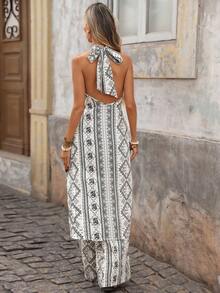 Brillora 女士优雅浪漫舒适简约印花条纹两件套，黑色两件套和白色两件套，春夏款 - 黑與白 - 查看 3