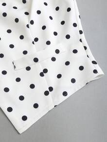 Sweetra 经典黑白波点系列时尚都市性感女士肩部系带蝴蝶结法式优雅通勤百搭早春新款休闲女式薄款西装外套 - 黑與白 - 查看 6