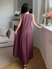 Feyla Đầm hè không tay dáng rộng, thoải mái, đa năng, thích hợp cho kỳ nghỉ. - Màu tím - Xem 6