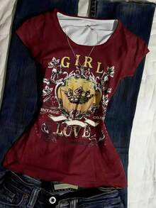 Glimmora 女士数码印花修身短袖T恤 - 彩色 - 查看 5