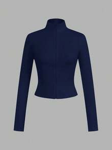 SHEIN EZwear 3件套休闲简约白色、黑色、藏蓝色针织拉链长袖T恤（女款） - 彩色 - 查看 13