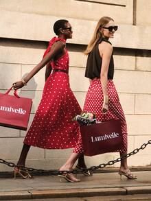 Lumivelle Women's Polka Dot Pleated Front Button Decor Summer Dress Red Polka Dot Dress Pleated Dress - Red - View 7
